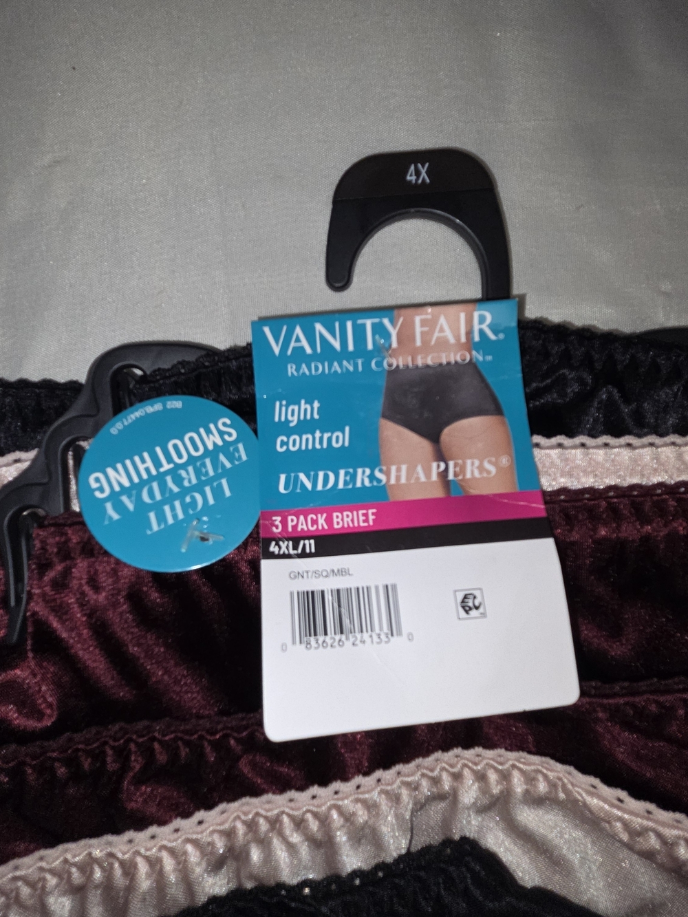 NWT Ladies Vanity Fair 3-Pack Briefs in Burgundy, Black, Lt Pink. 4XL. DDCP